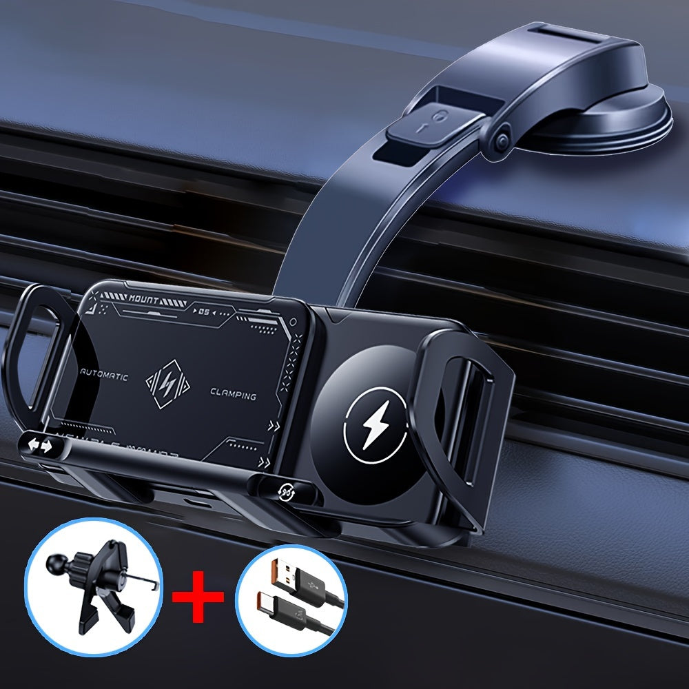 Car Mount with Wireless Fast Charging for iPhone 8/X/11/12/13/14/15 Series, for SamSung Note20/10/9/8 Series, S10/9/8 Series, for Fold 5, Fold 6, W23/W24 - Supports Folding Screens, Wireless Charging Output up to 15W (MAX)
