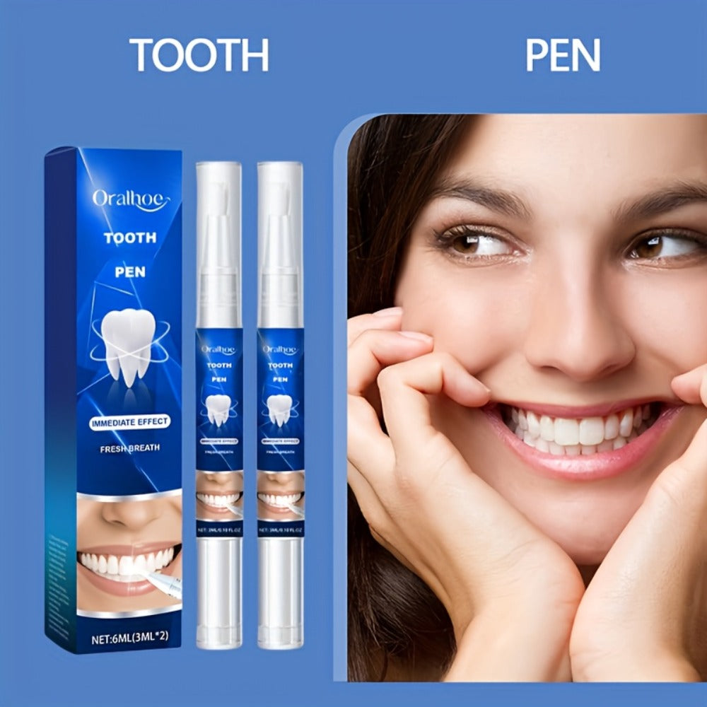 Teeth Whitening Pen 2-Pack – Gluten-Free Gel Formula for Yellow Teeth, Gentle Deep Cleaning & Bright White Smile, Mint Fresh Breath, Travel-Friendly Pen Design for Daily Oral Care & On-the-Go Whitening