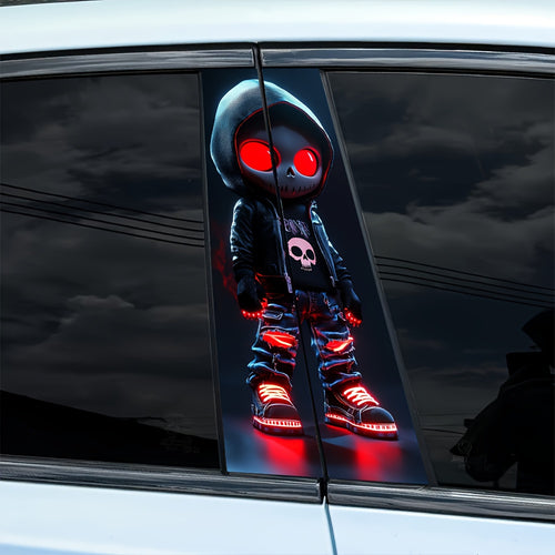 Set of 2 Skull Design Cartoon Car Stickers: Waterproof And Scratch-Resistant Decals Fit for Any Model - Car Additions And Festive Decorations for All Vehicles, Humorous Car Stickers, Vehicle Stickers, Car Decals