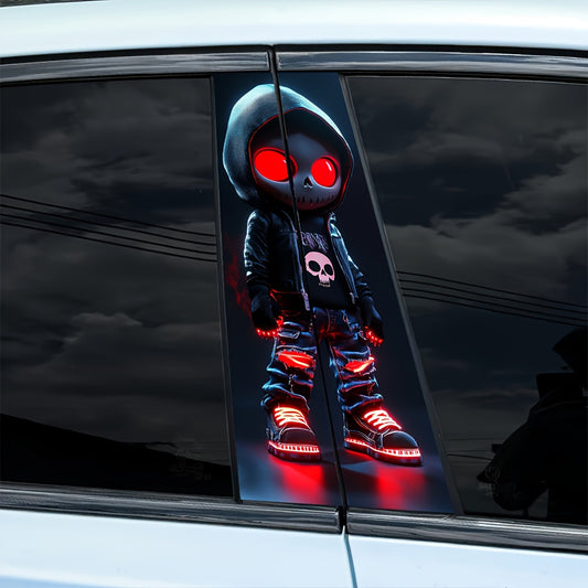 Set of 2 Skull Design Cartoon Car Stickers: Waterproof And Scratch-Resistant Decals Fit for Any Model - Car Additions And Festive Decorations for All Vehicles, Humorous Car Stickers, Vehicle Stickers, Car Decals