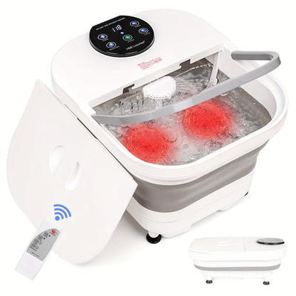 Foldable Foot Spa Bath with 20 Massage Rollers – Touchscreen Temperature Display, Remote Control & Shower Sprayer | Space-Saving Electric Foot Soak Tub for Home Relaxation, Heartfelt Gift for Women