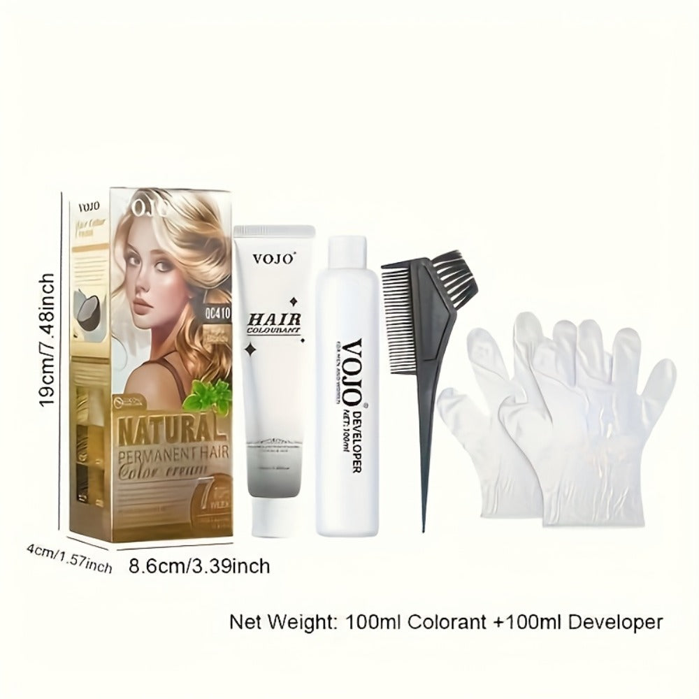 Permanent Hair Dye Kit 12 Vibrant Colors with Developer & Applicator Tools Bleach Blonde Ash Grey Ocean Blue Brown Purple Pink Red Golden Black Long-Lasting DIY At-Home Hair Color Cream Set Women