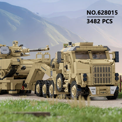 MOC Military Tank Hauler Building Block Set 3482pcs – Armored Heavy Transport Vehicle Brick Model Kit Adult Collector Display Piece Hobbyist Gift Military History Enthusiasts Model 628015