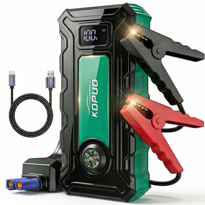KOPUO 5000A Optional 6000A Car Battery Jump Starter, Battery Jumper Starter Portable (2.38gal Gas/2.11gal Diesel), 65W Charging Jump Box, Portable Car Jump Starter with 160W, Compact, Camping Essentials