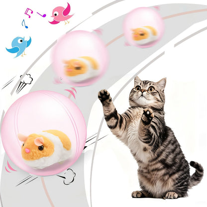 Interactive Cat Toy Ball - Automatic Motion Activated Rolling Toy for Indoor Cats and Dogs, Rechargeable Electric Moving Ball with Rabbit & Squirrel Design, Stimulating Play for Bored Cats, Small Medium Large Pets