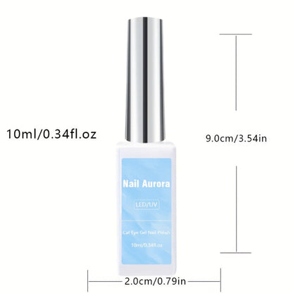 Aurora Cat Eye Gel Polish Light Blue 10ml – Magnetic Holographic Iridescent Shimmer UV LED Soak-Off Long-Lasting Gel Nail Polish, Salon-Quality 3D Nail Art Manicure for Women at Home