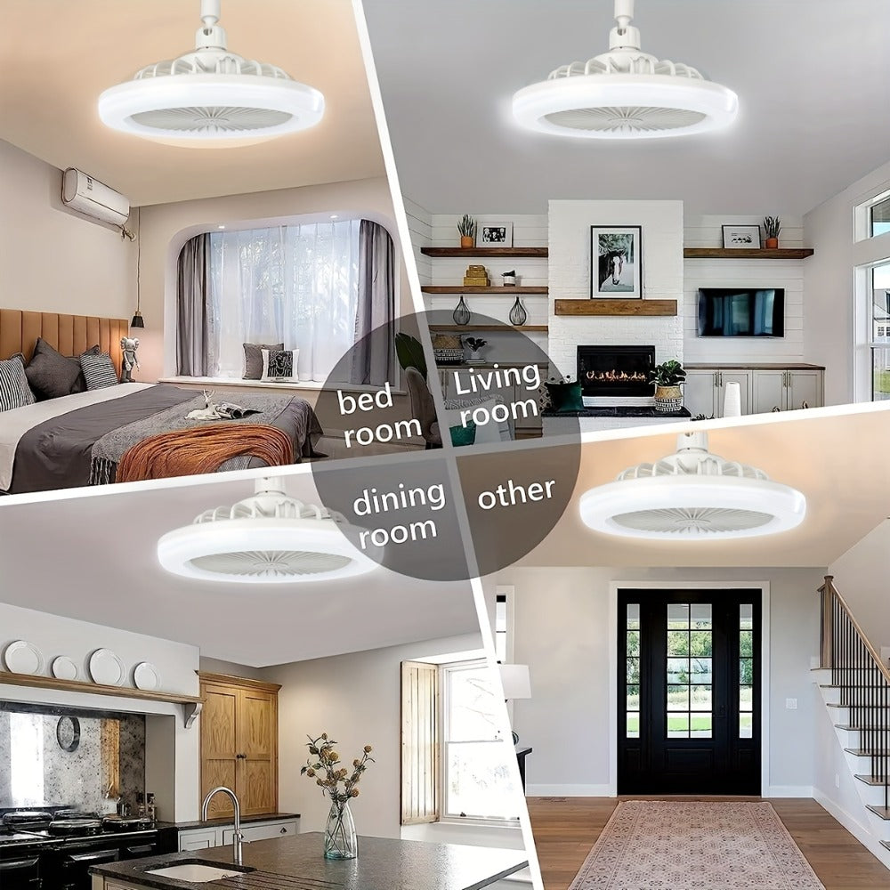 Ceiling Fan Light with Remote Control, Dimmable LED 3000-6500K, 3-Speed Fan, E26 Base, 360° Adjustable Universal Joint, Timed Night Light, Room Decor White & Gray