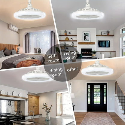 Ceiling Fan Light with Remote Control, Dimmable LED 3000-6500K, 3-Speed Fan, E26 Base, 360° Adjustable Universal Joint, Timed Night Light, Room Decor White & Gray