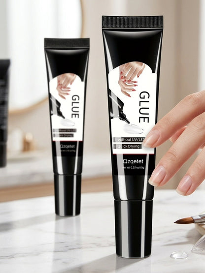 Semi-Solid Nail Glue Gel 3 Pack No UV Lamp Needed 10g Each - Extra Strong Anti-Drip Press On Nail Adhesive Quick Dry Long Lasting Waterproof Bond for False Nails Acrylic Tips Nail Extensions Women