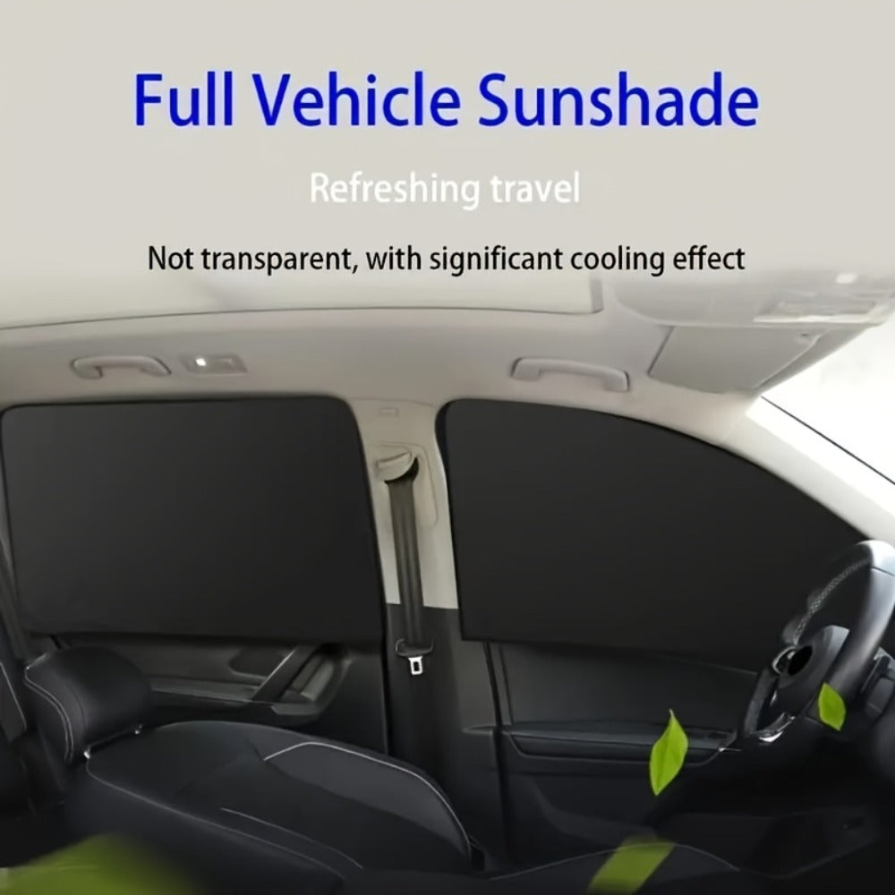 Car Sunshade Magnetic 4-Piece Set with 8 Magnets | Black Mesh UV Protection Window Blocker, Privacy Screen, Easy Install, Summer Sun Shield for Side & Rear Windows