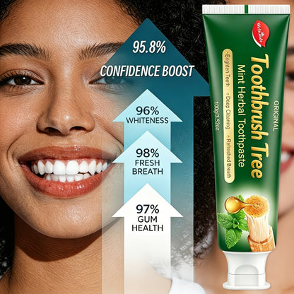 Natural Toothpaste 3-Pack – Herbal Mint Formula for Sensitive Gums & Teeth, Long-Lasting Freshness, Gentle Deep Cleaning Dental Care for Men & Women, Sleek Tube Design with Natural Ingredients