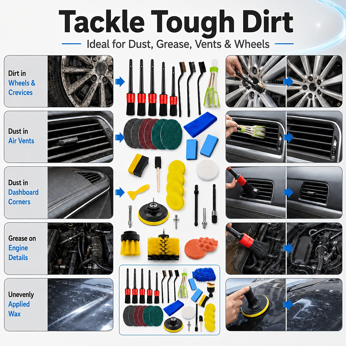 Car Detailing Brush Set The Ultimate Auto Cleaning Kit for Vents Gaps Maintenance Car Air Outlet Detail Clearance Brush
