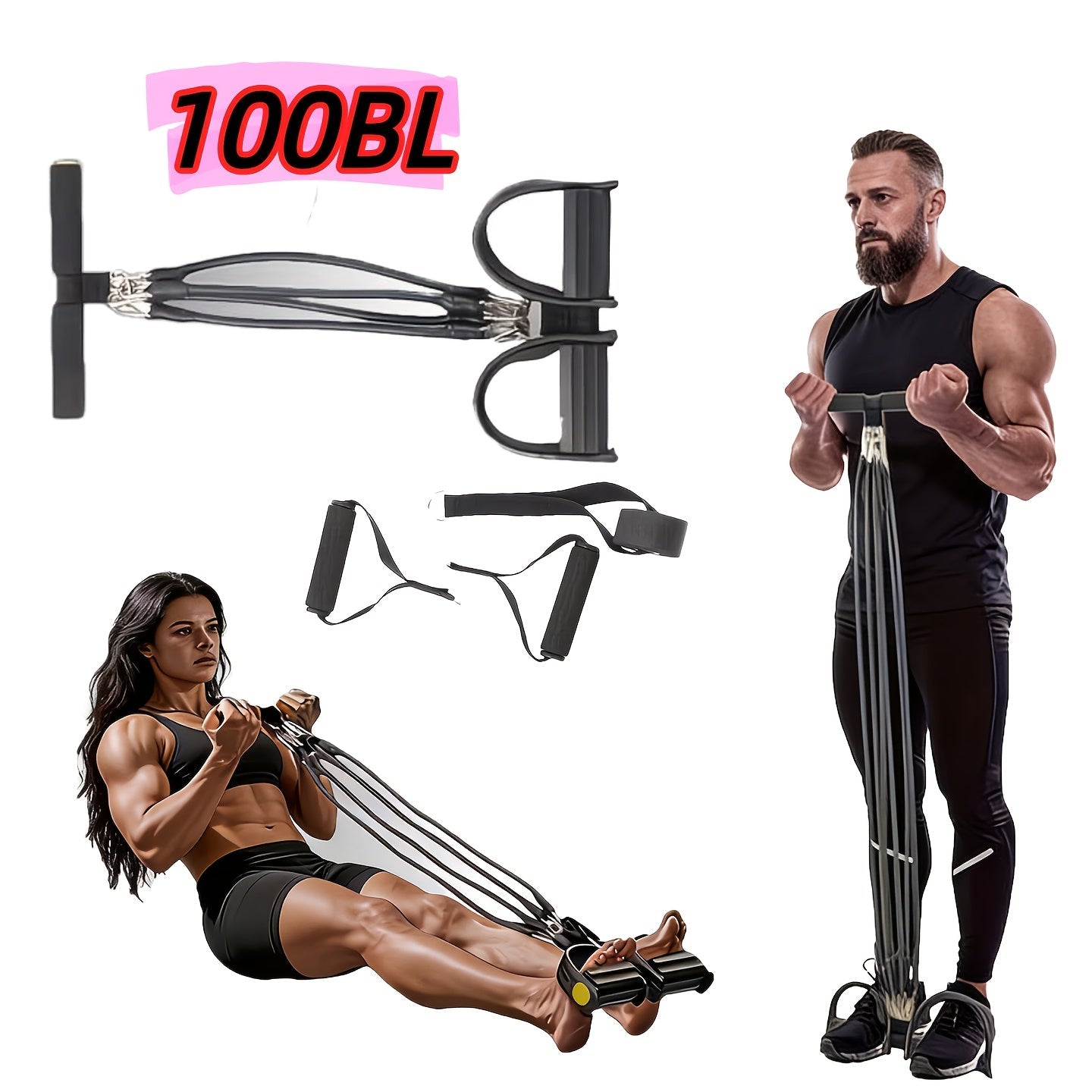 Foot Resistance Band System Multi-Level – Adjustable Tension with Handles for Full Body Workouts, Legs, Arms & Core Training, Home Gym Fitness Equipment for Men & Women