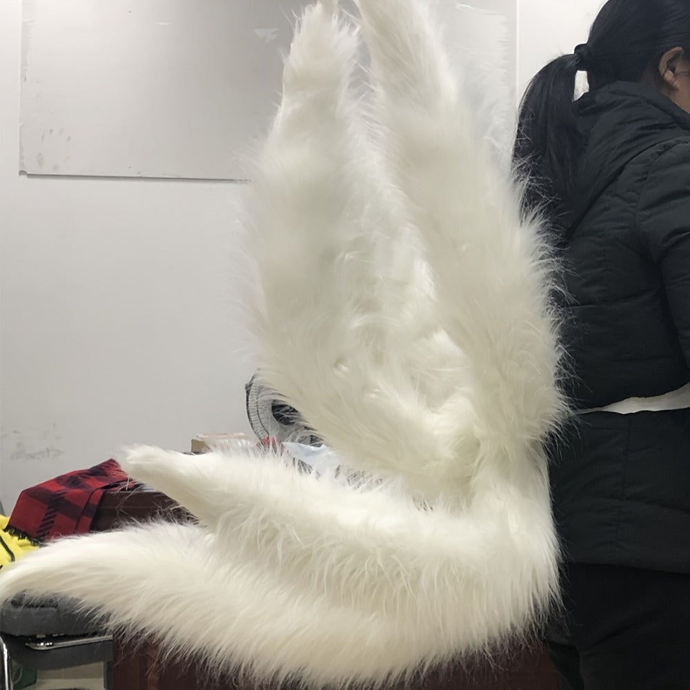 Nine-Tailed Fox Tail Cosplay Prop Anime 31.5in – Alloy Frame Knitted Kitsune Tail for Halloween Costume Christmas Party Stage Performance Photography, Naruto Ahri Cosplay Gift