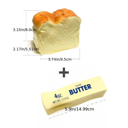 Squishy Bread and Butter Squeeze Toy Set 2pcs – Slow Rising Custard Bread Squishies with Creamy Scent, Non-Toxic Stress Relief Desk Toy & Cute Anxiety Fidget Toy for Kids and Adults
