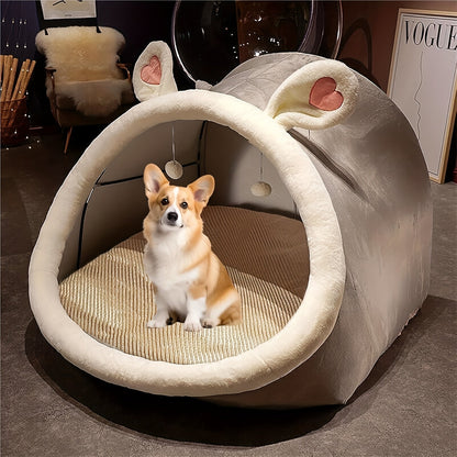 Human Dog Bed 51"x40"x30" Oversized Foldable Plush Washable Large Dog Bed with Super Soft Cushion for People & Pets, Giant Lounger Shared Bed for Large Dogs & Adults, Grey & Pink
