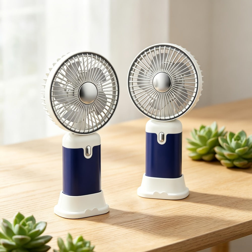 Handheld & Standing Fan Rechargeable USB | 3-Speed Portable Mini Fan, Foldable Dual-Mode Design for Travel, Office & Outdoor Use – Perfect Summer Gift for Women & Girls, White & Blue, 1pc & 2pcs