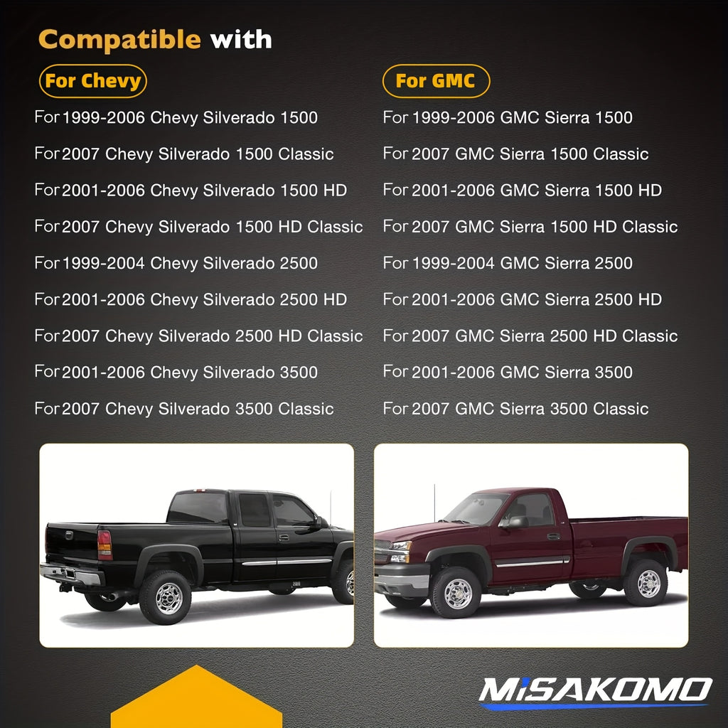 Tailgate Handle Latch And Bezel Trim with Rod Clips Compatible with Chevy Silverado And for GMC Sierra Models from 1999 to 2007, Including Truck Additions And Replacement Parts for Various Latch Numbers