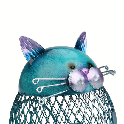 Ceramic Cat Piggy Bank with Removable Bottom Lid - Cute Kitten Coin Bank Figurine for Kids & Adults, Cat Lover Gift, Home Decor for Shelf & Office, Birthday Christmas Halloween Present