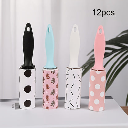 Lint Roller Pet Hair Remover Mini Portable 12 Pack Travel Size No Power Required for Clothing Furniture Car Seats Couch Reusable Clothes Cleaner Bulk Value Pack Great for Gift Bags