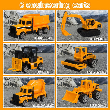 Diecast Construction Truck Toy Set 7-in-1 for Kids Ages 3-9 – Excavator, Bulldozer, Dinosaur Car, Race Cars, Boys & Girls Birthday Easter Gift