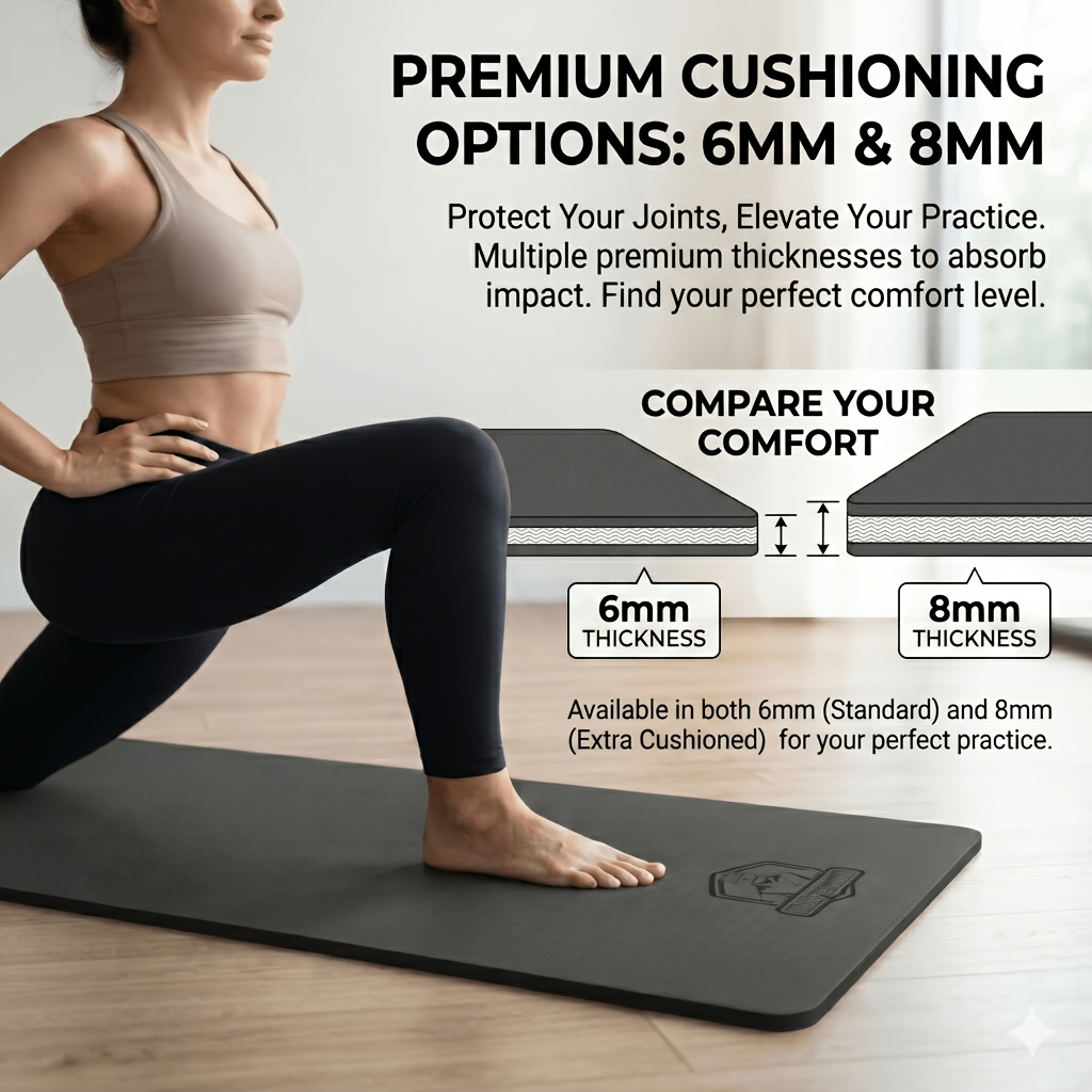 Extra Large Yoga Mat 6mm Thick – Non-Slip TPE Dual-Side Exercise Mat with Carry Bag for Yoga, Pilates, Stretching & Home Workouts – Multiple Sizes & Colors