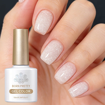 Glitter Jelly Gel Nail Polish Snowflake Sequin Pink Soak-Off UV LED – Semi-Permanent Sparkle Gel Varnish 10ml, Long-Lasting Christmas Holiday Winter Nail Art for DIY Salon Manicure Women