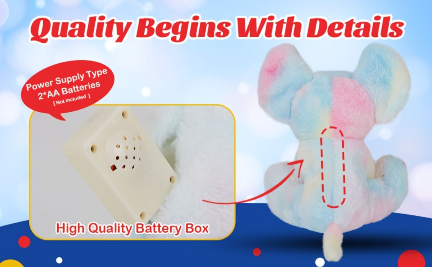 Musical Light Up Rainbow Elephant Plush 12 Inch LED Glowing Lullaby Stuffed Animal Night Light Sensory Toy Baby Shower Birthday Gift for Babies Toddlers Kids