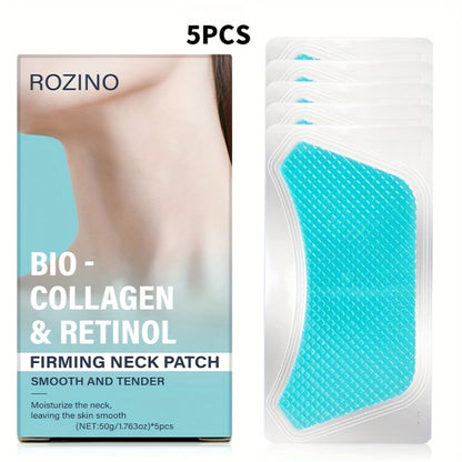 Neck Mask Patch 5pcs Firming & Lifting — Bio Collagen, Bee Venom & 4-in-1 Retinol Gel Patch, Reduces Wrinkles & Sagging, Brightening Anti-Aging Neck Skin Care for Women