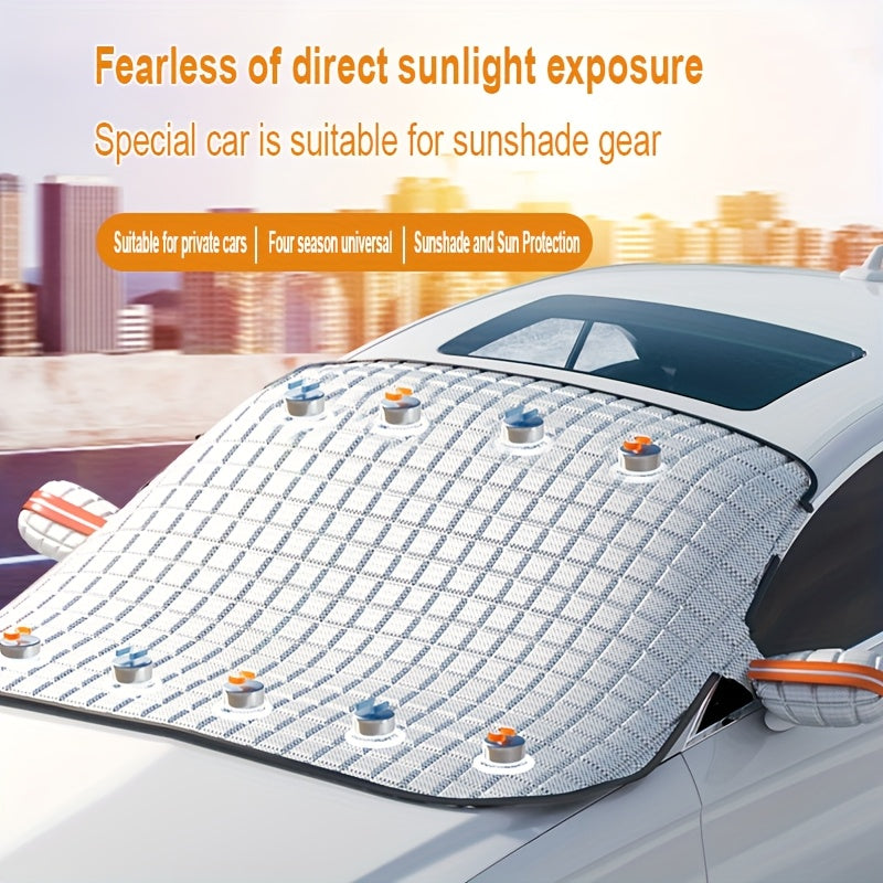 Four Seasons Car Window Snow Cover Large Magnetic Car Windshield Snow Cover Anti Freezing Snow Windshield Glass Sunshade Advanced Magnetic Car Windshield Sunshade - Durable, Easy to Install, Enhance Visibility And Protection Sunscreen