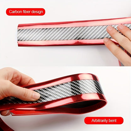 Car Door Guard Scratch Protector 2pcs Carbon Fiber Design - Anti-Scratch Strip for Rearview Mirror & Bumper, Universal Fit in Blue Red Gray