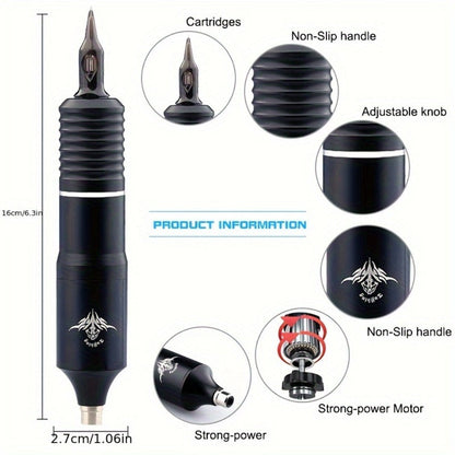 Rotary Tattoo Machine Kit 67pcs – Complete Wireless Tattoo Pen Set with Cartridge Needles, Power Supply, Practice Skin, Inks & Transfer Paper for Beginners & Artists