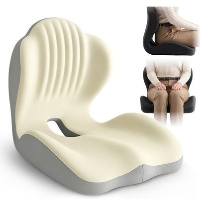 Memory Foam Seat Cushion Ergonomic with Back Support & Breathable Hollow Design – Comfortable Chair Pad for Office, Car Seat & Long Sitting, Unisex Gift