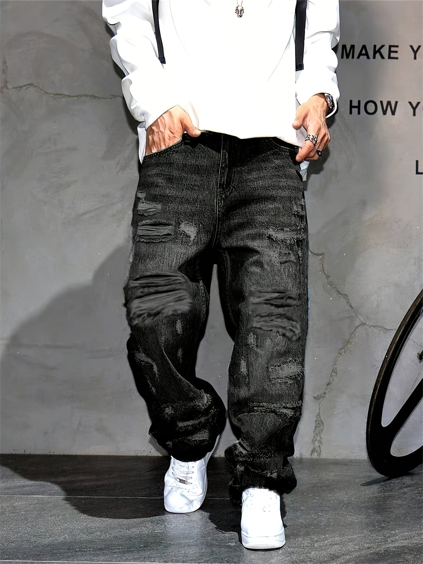 Men's Baggy Jeans - Classic Wash Clean Finish Everyday