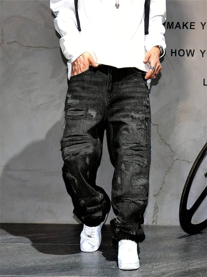 Men's Baggy Jeans - Classic Wash Clean Finish Everyday