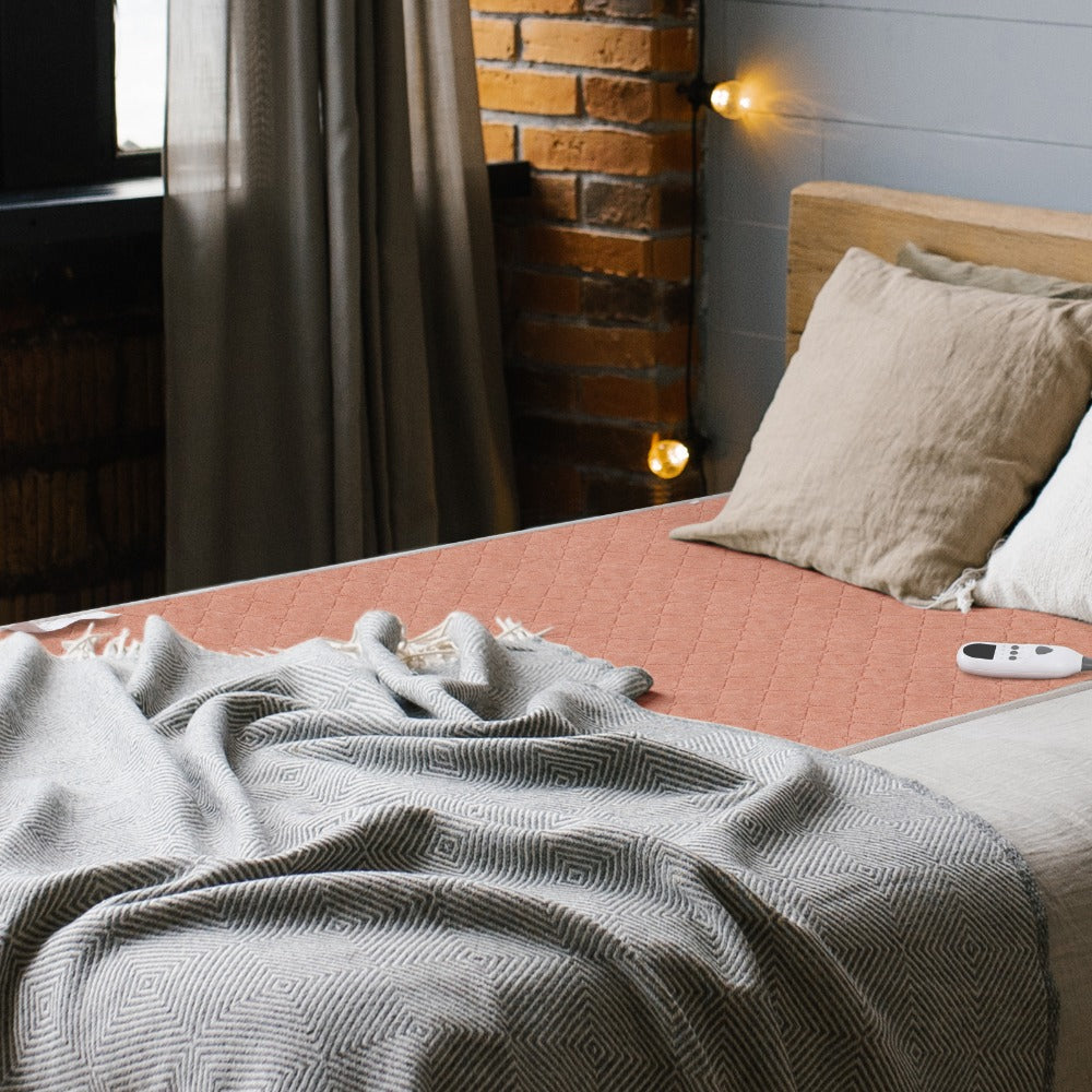 Electric Mattress Pad Heated Bed Warmer 63"x31" - 9 Heat Settings, 4 Auto Shutoff Modes, Rapid Warming, LED Controller, ETL Certified, Machine Washable, Low EMF, Winter Comfort Gift, Brown & Grey