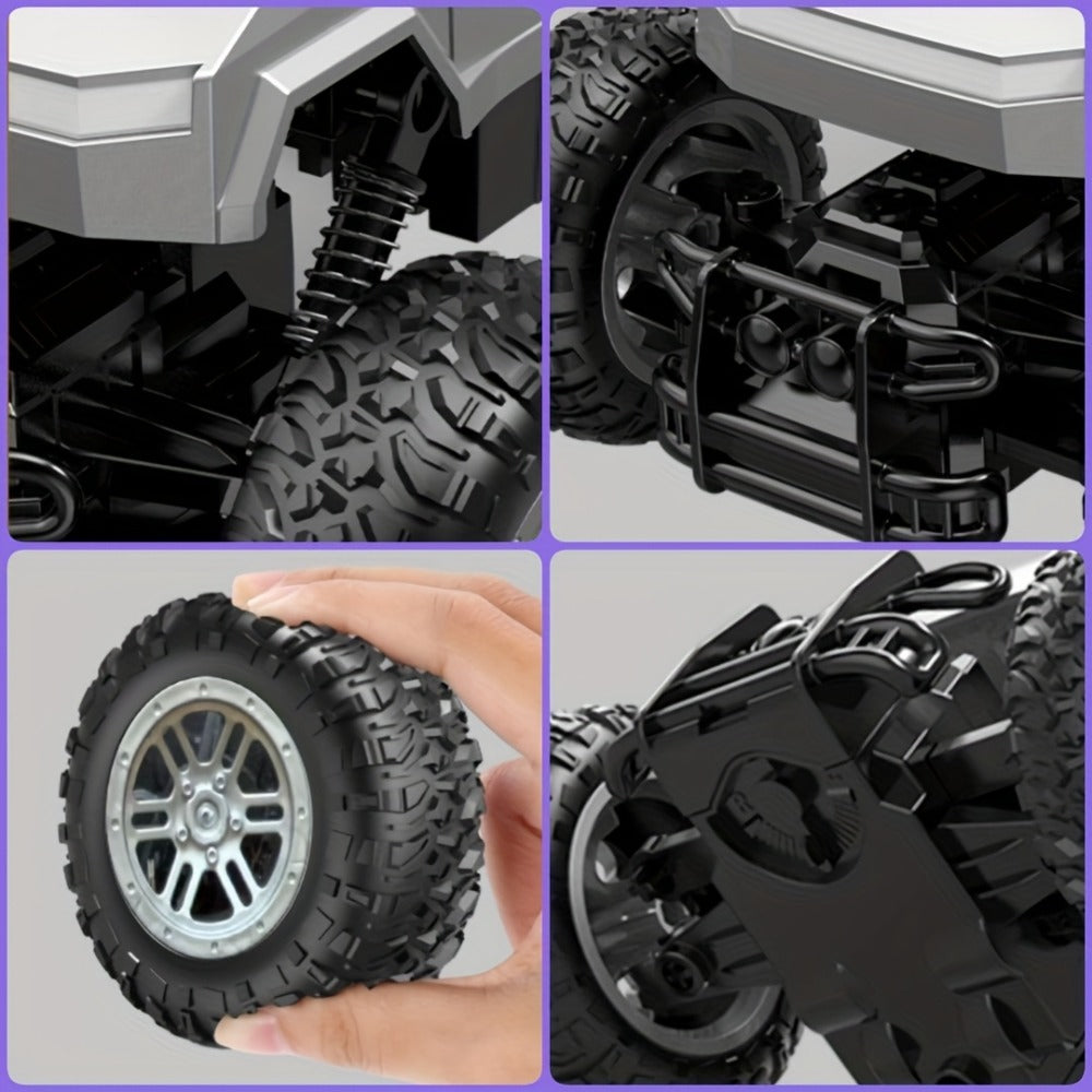 1:16 RC Monster Truck 2.4GHz 4WD Large Wheel Off-Road Pickup with LED Lights 45° Climb – All-Terrain Remote Control Car for Boys Kids – Birthday Christmas Gift