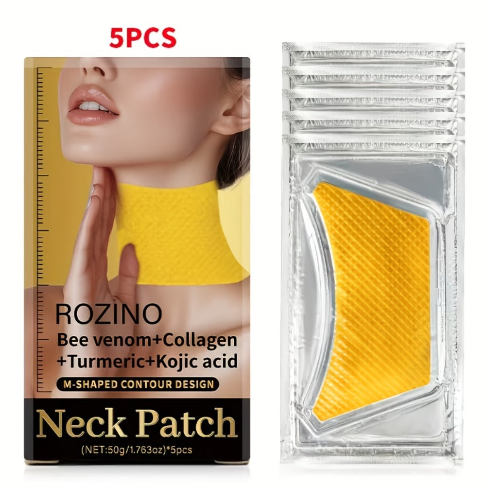 Neck Mask Patch 5pcs Firming & Lifting — Bio Collagen, Bee Venom & 4-in-1 Retinol Gel Patch, Reduces Wrinkles & Sagging, Brightening Anti-Aging Neck Skin Care for Women