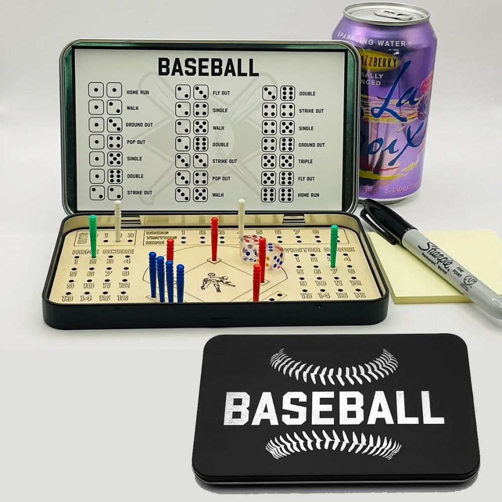 Sports Travel Board Game Set – Portable Wooden Baseball Softball Football Finger Dice Tabletop Game for Family Game Night, Parties & Kids Adults