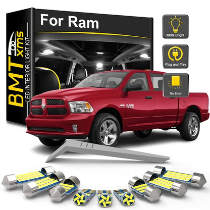 Interior LED Lights Kit for Dodge Ram 1500 2500 3500 – Canbus 6000K Cool White Map Dome Trunk License Plate Bulbs 1994–2023 (13–18 Pcs)