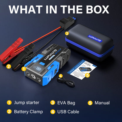 5000A Portable Jump Starter for Gas up to 9.0L Diesel up to 7.0L - Compact Car Battery Booster Pack with Digital Display LED Emergency Light