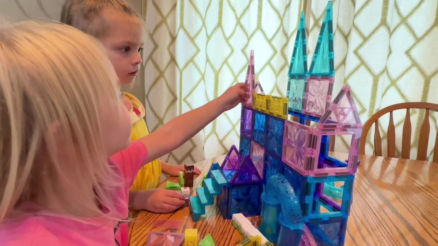 Magnetic Tiles Diamond Princess Ice Castle Theme 114 Pieces – STEM Building Set for Girls, Sparkling Magnetic Sheets for Creative Castle Play, Birthday Gift for Girls Ages 4 5 6 7
