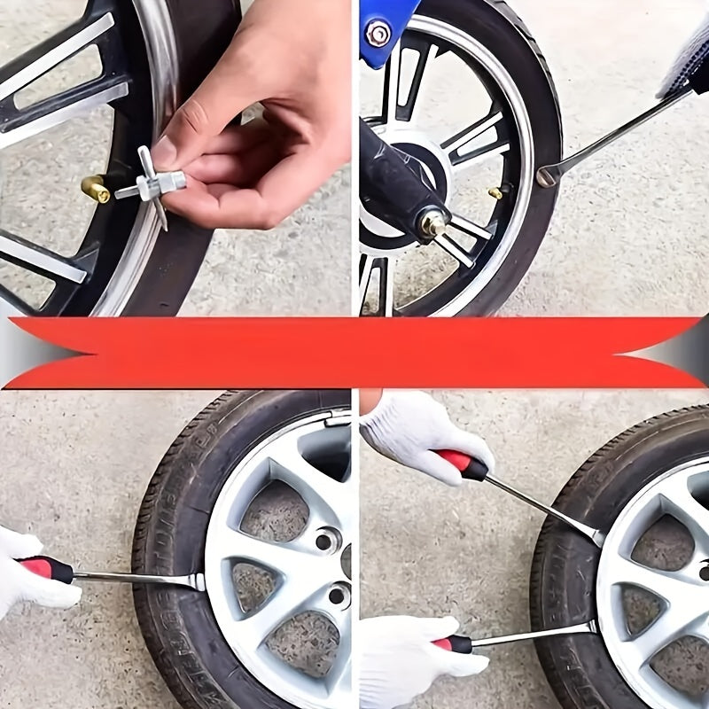29/24/12pcs Tire Changing And Valve Service Tool Kit with Tire Lever Tools, Valve Caps, Valve Cores, 4-Way Valve Tool, And Storage Pouch for Garage Tire Maintenance And Vehicle Care