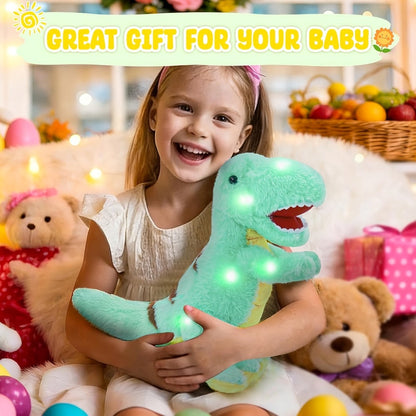 Dinosaur Stuffed Animal Light Up Musical T-Rex Plush Toy for Kids – Glowing Tyrannosaurus Rex with Sound Effects, Soft Cuddly Dino Plush, Birthday Easter Christmas Gift for Boys Girls Ages 3+
