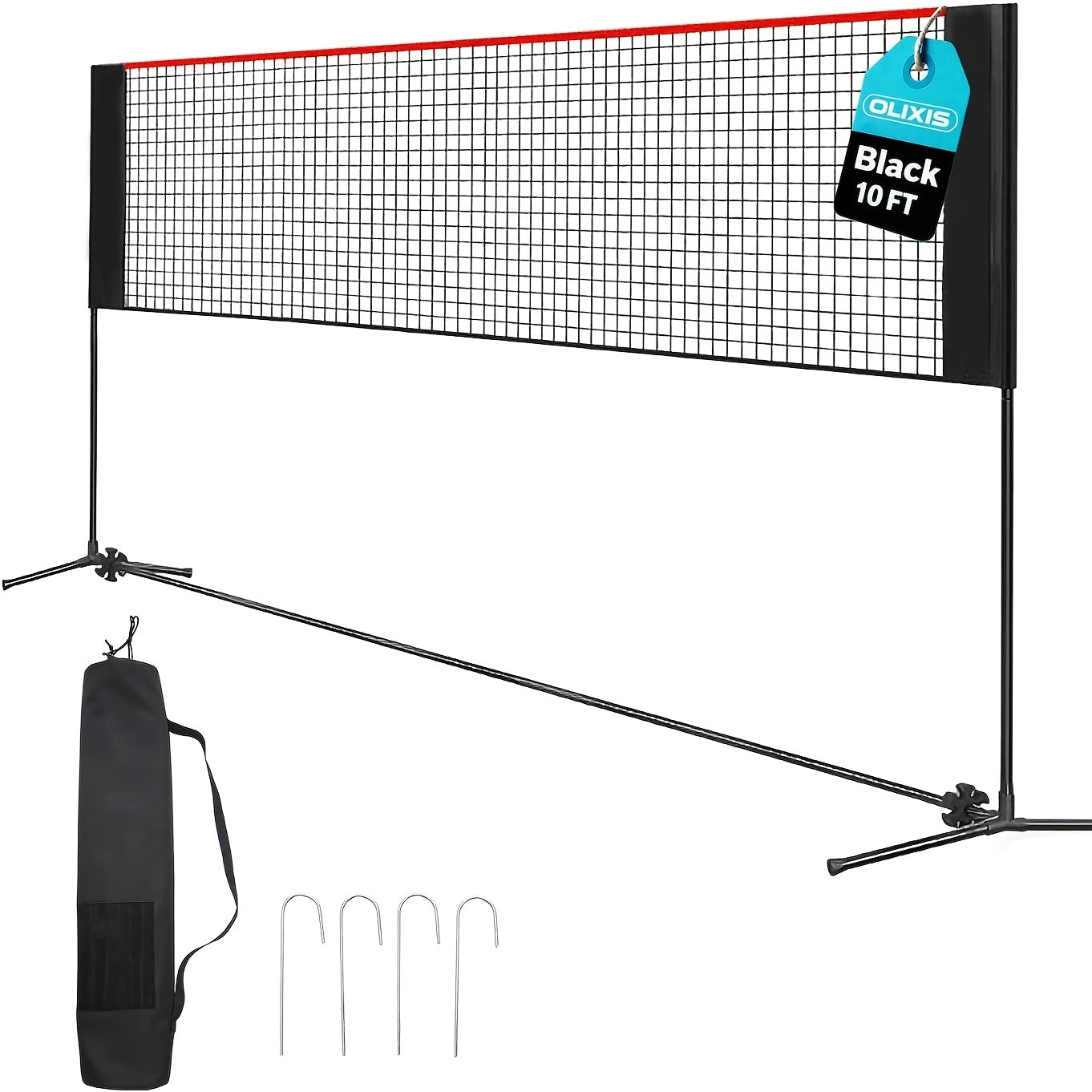 Badminton Volleyball Net Portable Adjustable Height 10ft 14ft 17ft Weather-Resistant Outdoor Indoor Backyard Pool Court Net with Carry Bag for Backyard Lawn Beach Park Play