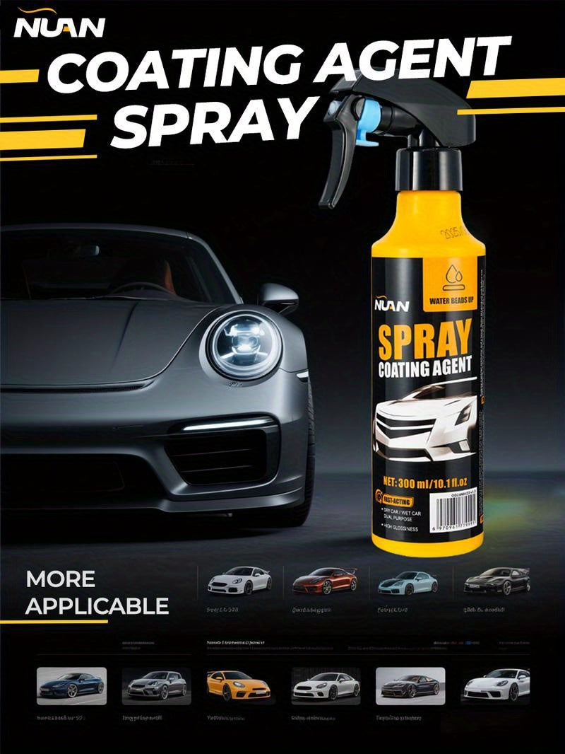 10.14oz NUAN Car Paint Coating & Restoration Solution Stain-Resistant Rainproof Multi-functional Cleaning and Coating Spray- Effectively Cleans Stains, Brightens Car Paint, Provides Quick Coating, and Offers Long-lasting Protection for Car Paint