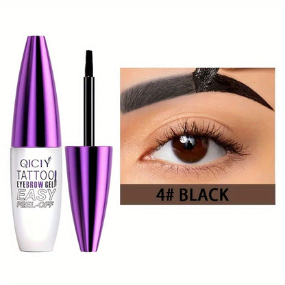Eyebrow Tint Gel 4-Pack Semi-Permanent Tattoo Brow Gel Waterproof Peel-Off — Long-Lasting with Plant-Based Squalane, 4 Shades for All Skin Types, Defined Natural Brows