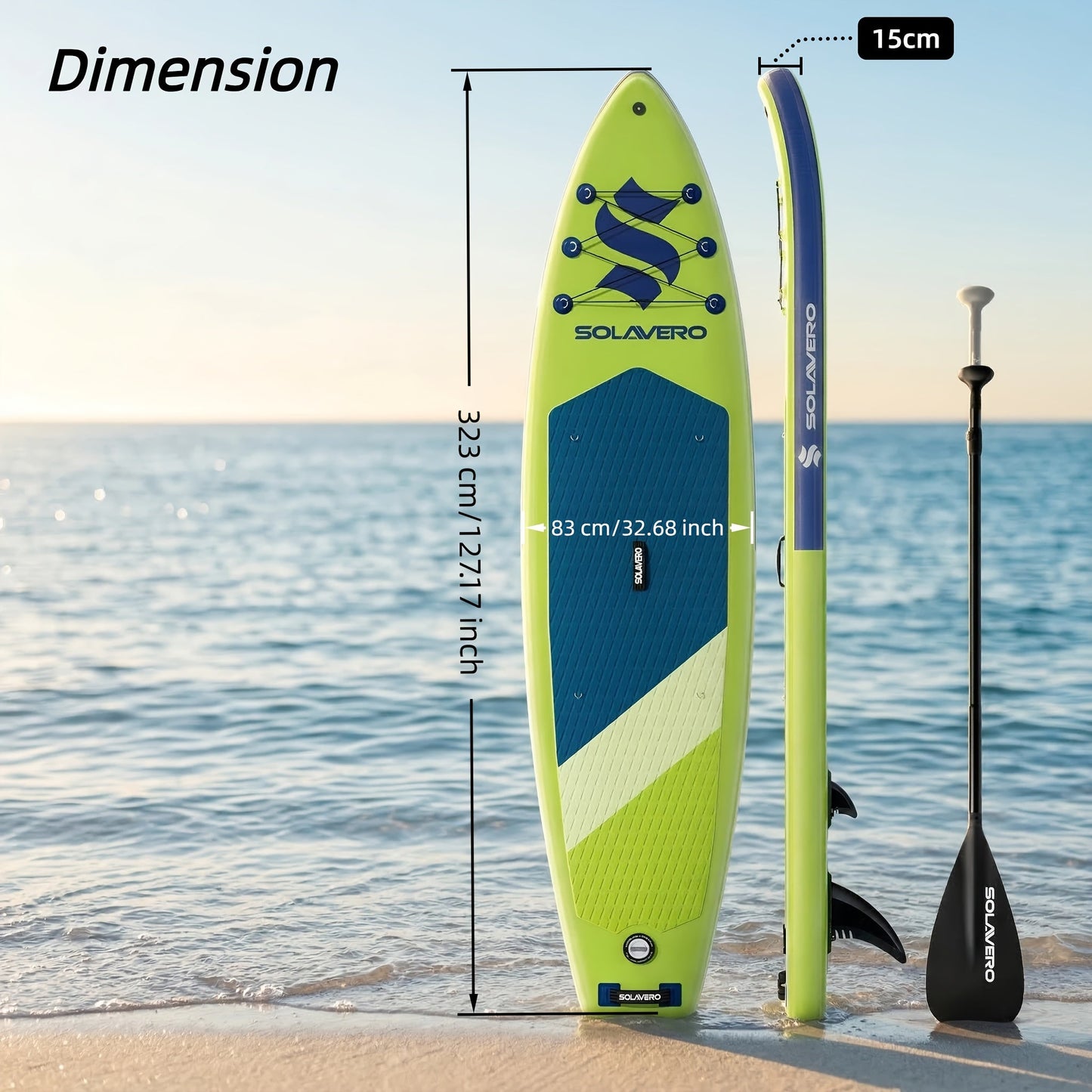 Stand Up Paddle Board Inflatable SUP 10'6" & 11'6" - Non-Slip EVA Deck, 180kg Capacity, All-in-One Accessories Kit with Pump, Adjustable Paddle, Ankle Leash, Phone Pouch & Fins for Yoga Fishing Surfing