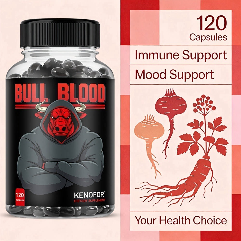 Bovine Blood Capsules 120 Count – Premium Dietary Supplement with Maca Root, Saw Palmetto & Herbal Blend for Daily Vitality, Energy & Overall Wellness Support for Women and Men