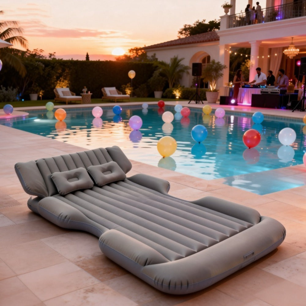Comfortable Thickened Gray/Black Car Inflatable Mattress, Car Accessories, Inflatable Car bed for Truck and SUV Trunk, Foldable and Portable Skin-Friendly Back Seat Mattress, camping gear and equipment